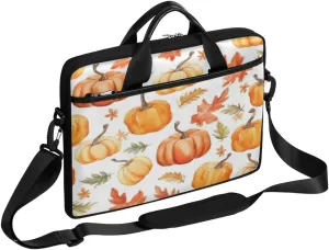 Funny Pumpkin Maple Leave Lightweight Laptop Bag Case 13-15 Inch Computer Briefcase Bag for Women Men Notebook Shoulder Bag