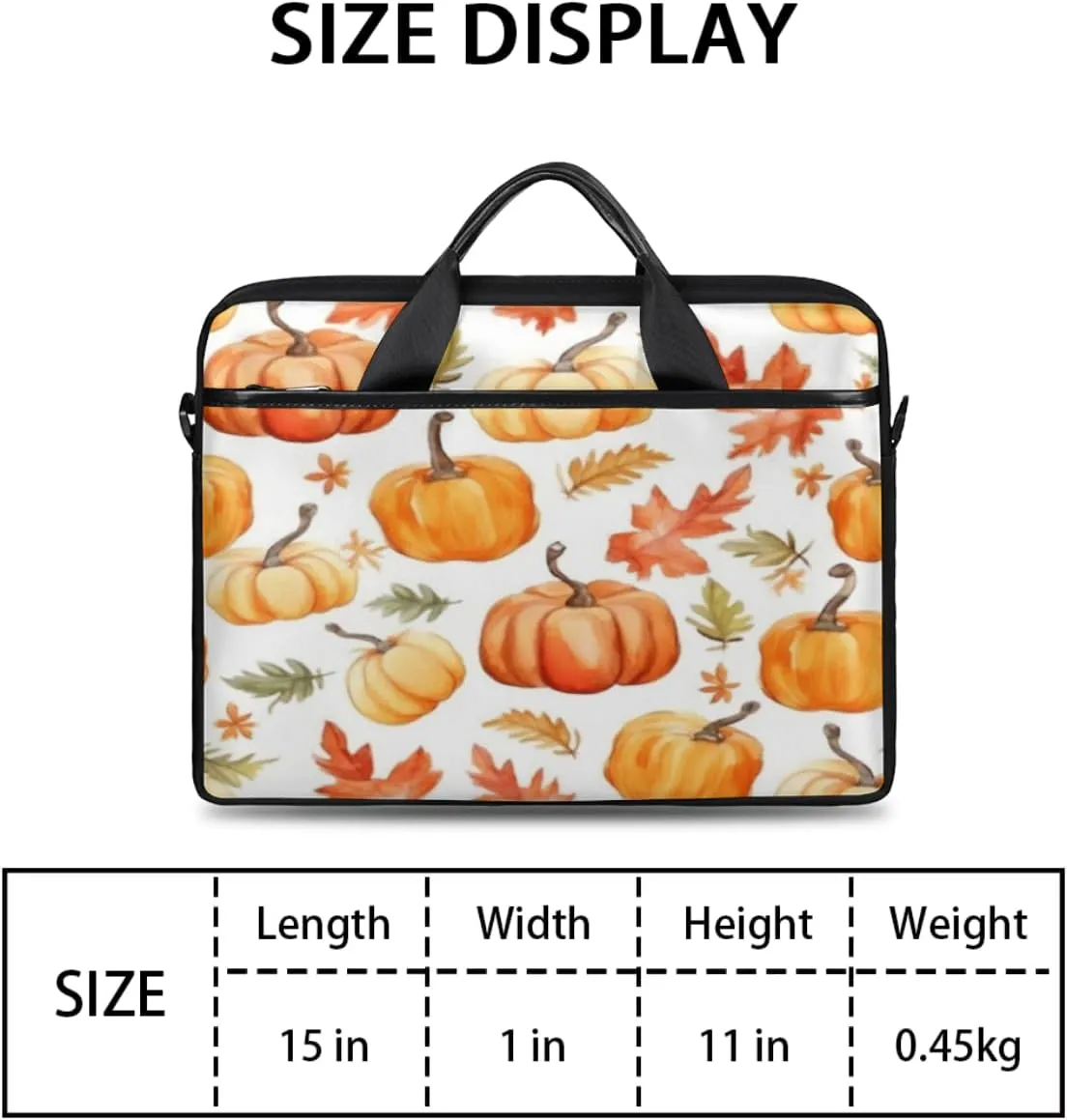 Funny Pumpkin Maple Leave Lightweight Laptop Bag Case 13-15 Inch Computer Briefcase Bag for Women Men Notebook Shoulder Bag