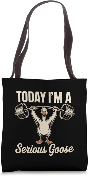 Funny Weightlifting Goose Gym Humor Workout Tote Bag