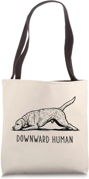 Funny Yoga Downward Human Dog Pun Punny Workout Gym Tote Bag