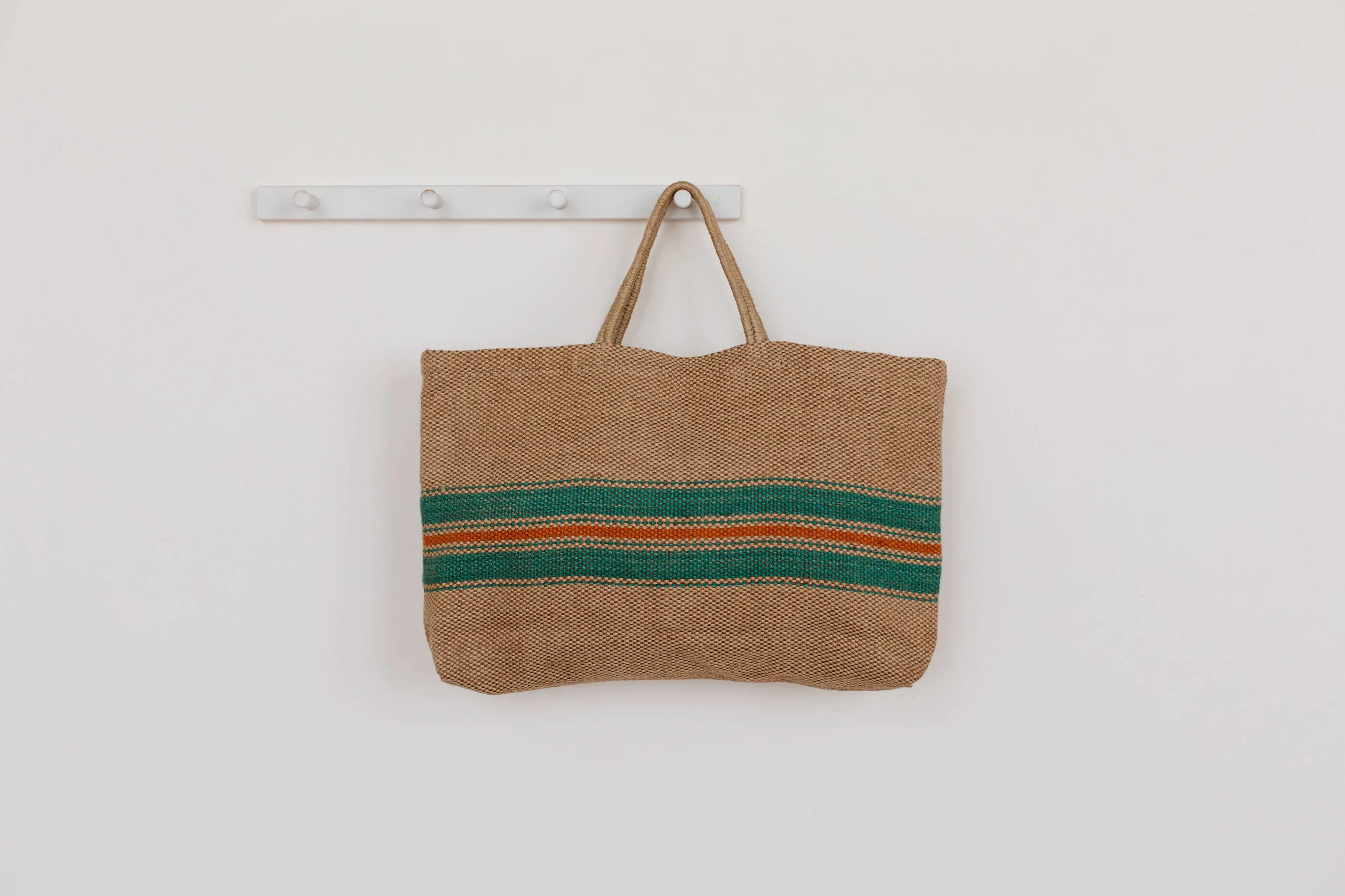 Funston Wide Reusable Tote Bag - Teal Stripe