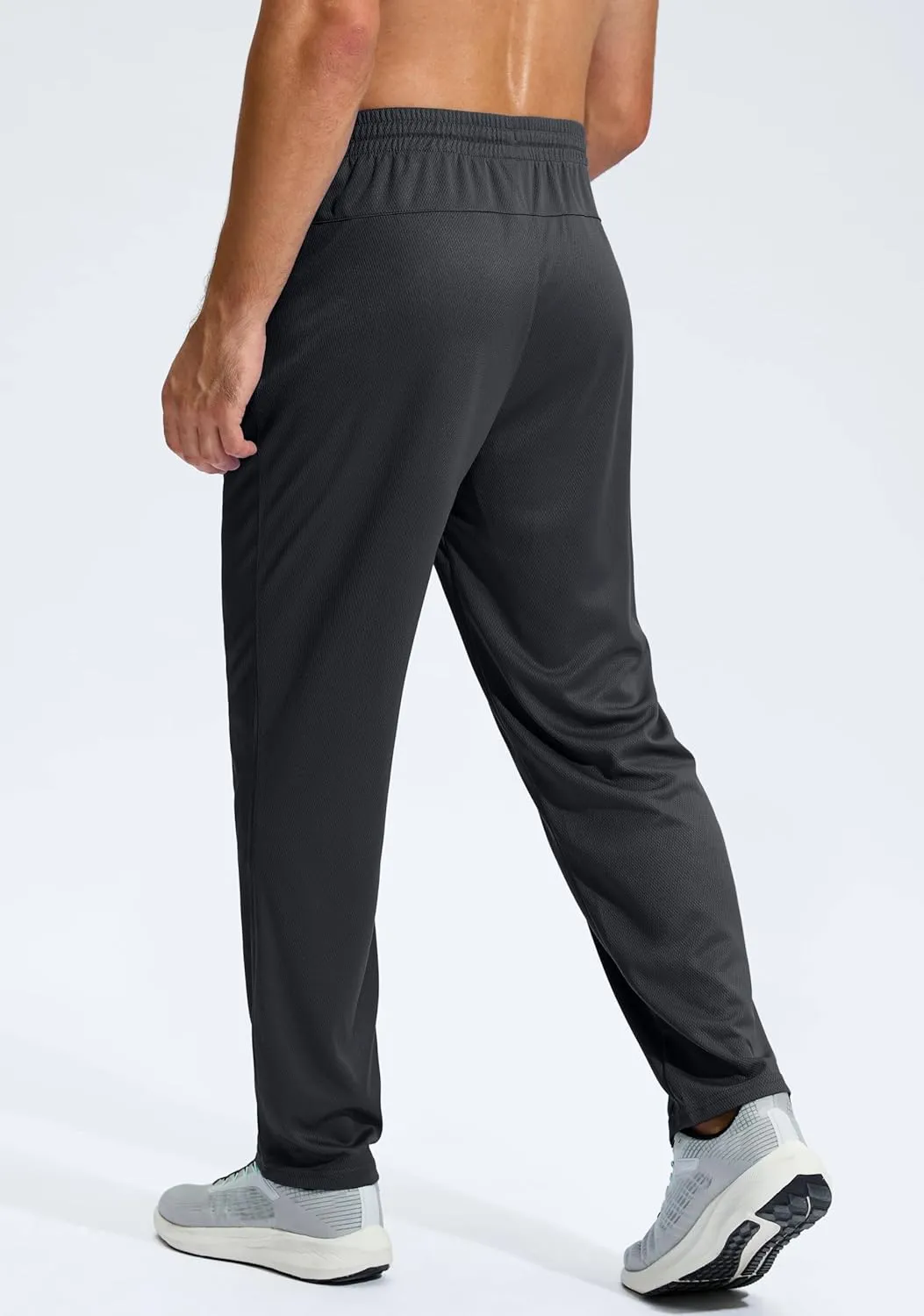 G Gradual Men's Sweatpants with Zipper Pockets Lightweight Mesh Athletic Pants for Men Open Bottom Workout Gym Running