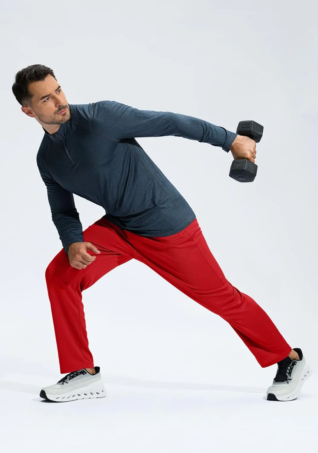 G Gradual Men's Sweatpants with Zipper Pockets Lightweight Mesh Athletic Pants for Men Open Bottom Workout Gym Running