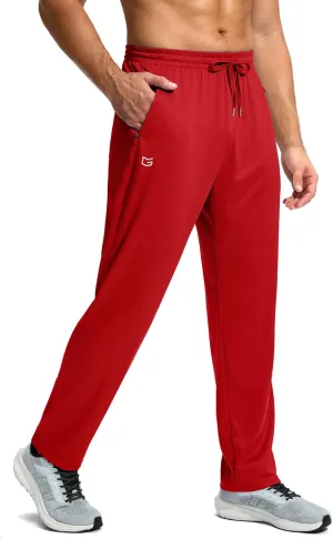 G Gradual Men's Sweatpants with Zipper Pockets Lightweight Mesh Athletic Pants for Men Open Bottom Workout Gym Running