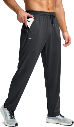 G Gradual Men's Sweatpants with Zipper Pockets Lightweight Mesh Athletic Pants for Men Open Bottom Workout Gym Running