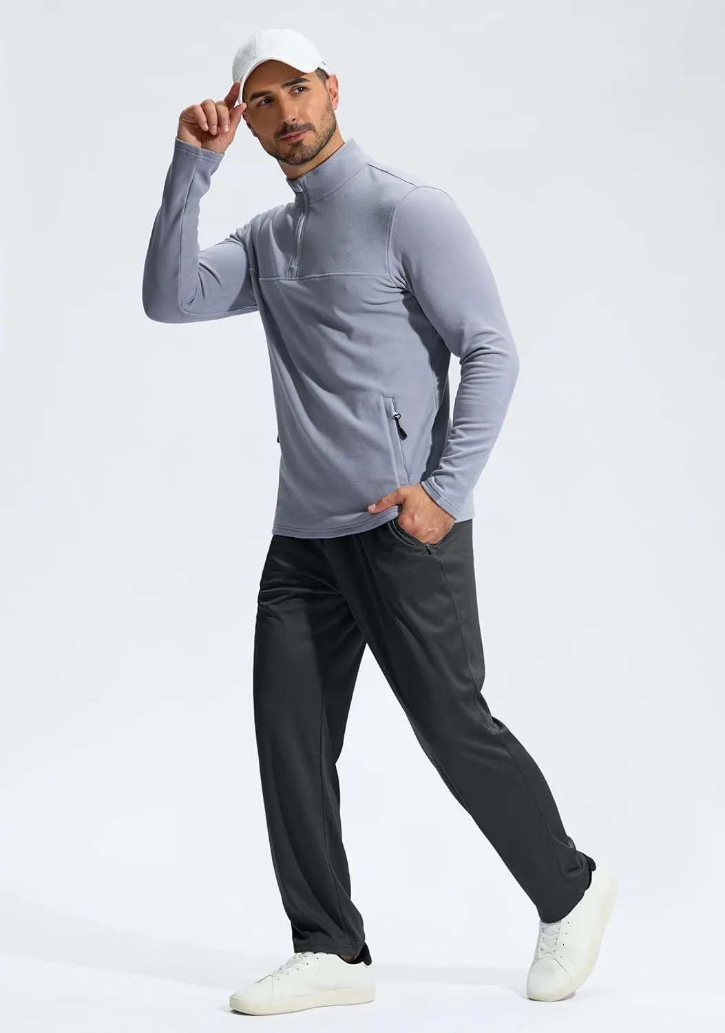 G Gradual Men's Sweatpants with Zipper Pockets Lightweight Mesh Athletic Pants for Men Open Bottom Workout Gym Running