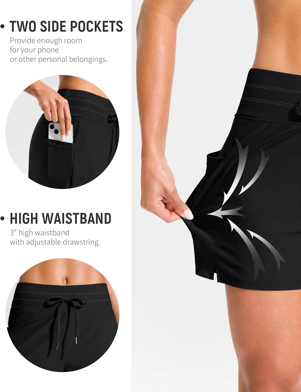 G Gradual Women's 4" High Waisted Swim Board Shorts with Pockets Quick Dry Swimming Swimsuit Bathing Suit Bottoms for Women