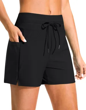 G Gradual Women's 4" High Waisted Swim Board Shorts with Pockets Quick Dry Swimming Swimsuit Bathing Suit Bottoms for Women