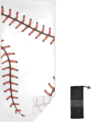 GAIGEO Baseball Stitches Softball Fast Drying Beach Towels, Sand Free Beach Towel with Storage Bag, Women Men Beach Towel, Quick Dry Towels for Travel, Sports, Beach, Pool, 71"x31"