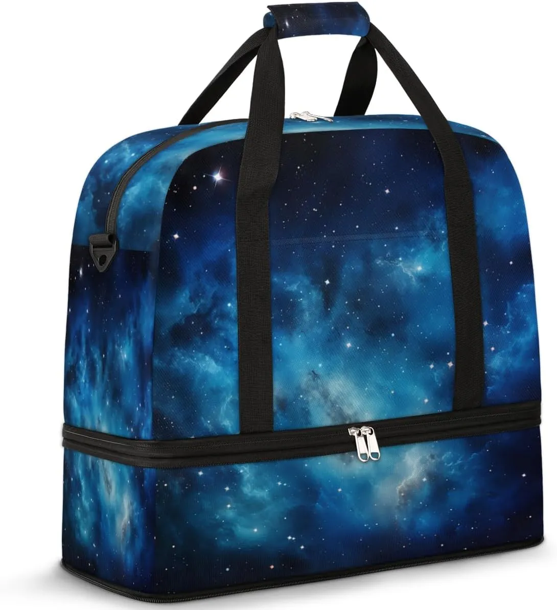 Galaxy Space Star Travel Duffel Bag for Women Men, Space Nebula Sports Gym Bag with Shoes Compartment Foldable Overnight Bag Weekender Tote Workout Carry On Luggage Bag