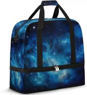 Galaxy Space Star Travel Duffel Bag for Women Men, Space Nebula Sports Gym Bag with Shoes Compartment Foldable Overnight Bag Weekender Tote Workout Carry On Luggage Bag