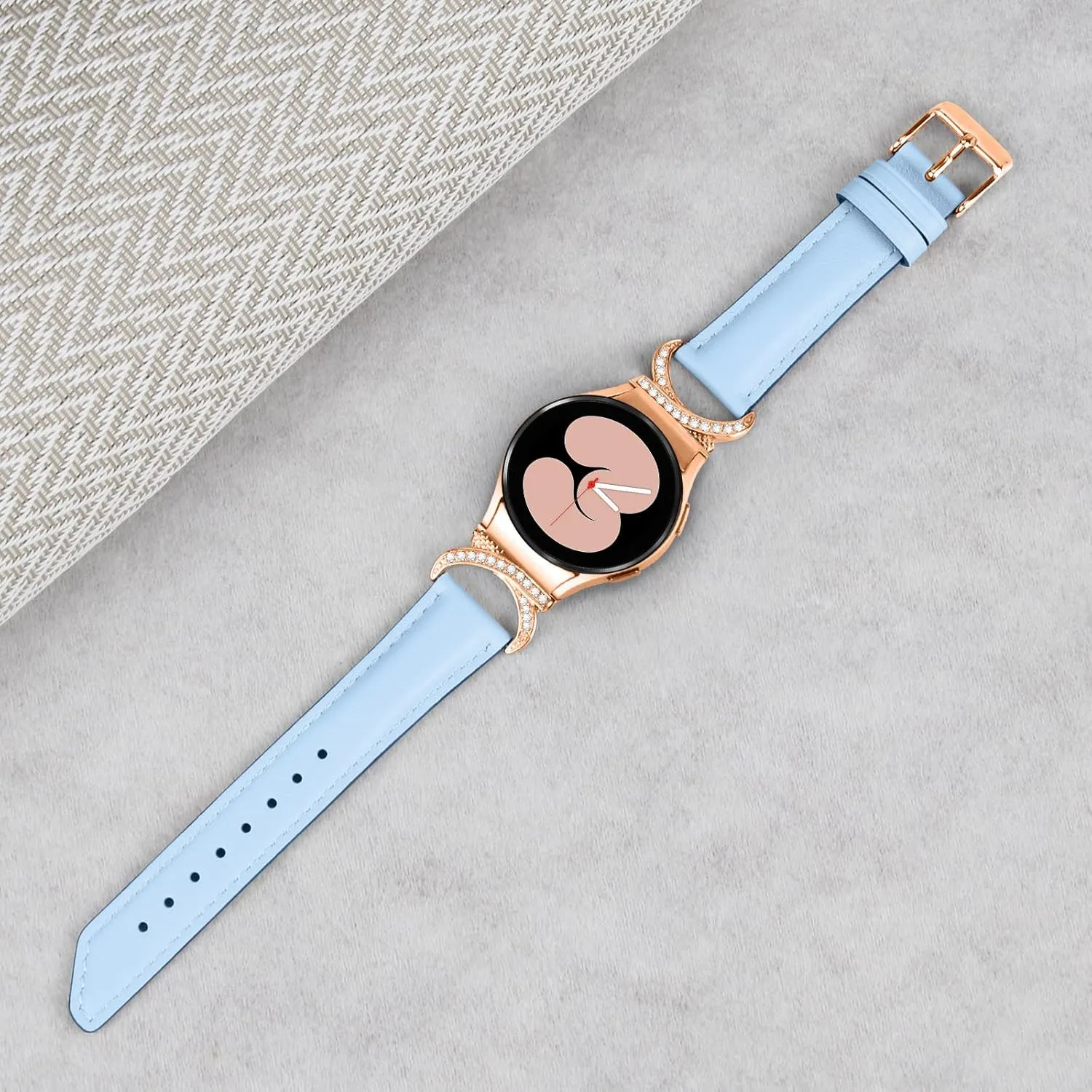Galaxy Watch 5 40 mm 44mm Leather Strap, 5.0"-7.8" Replacement Genuine Leather Band with Metal Buckle Wristband for Galaxy Watch 4 Classic 42mm 46mm/Watch 5 Pro 45mm