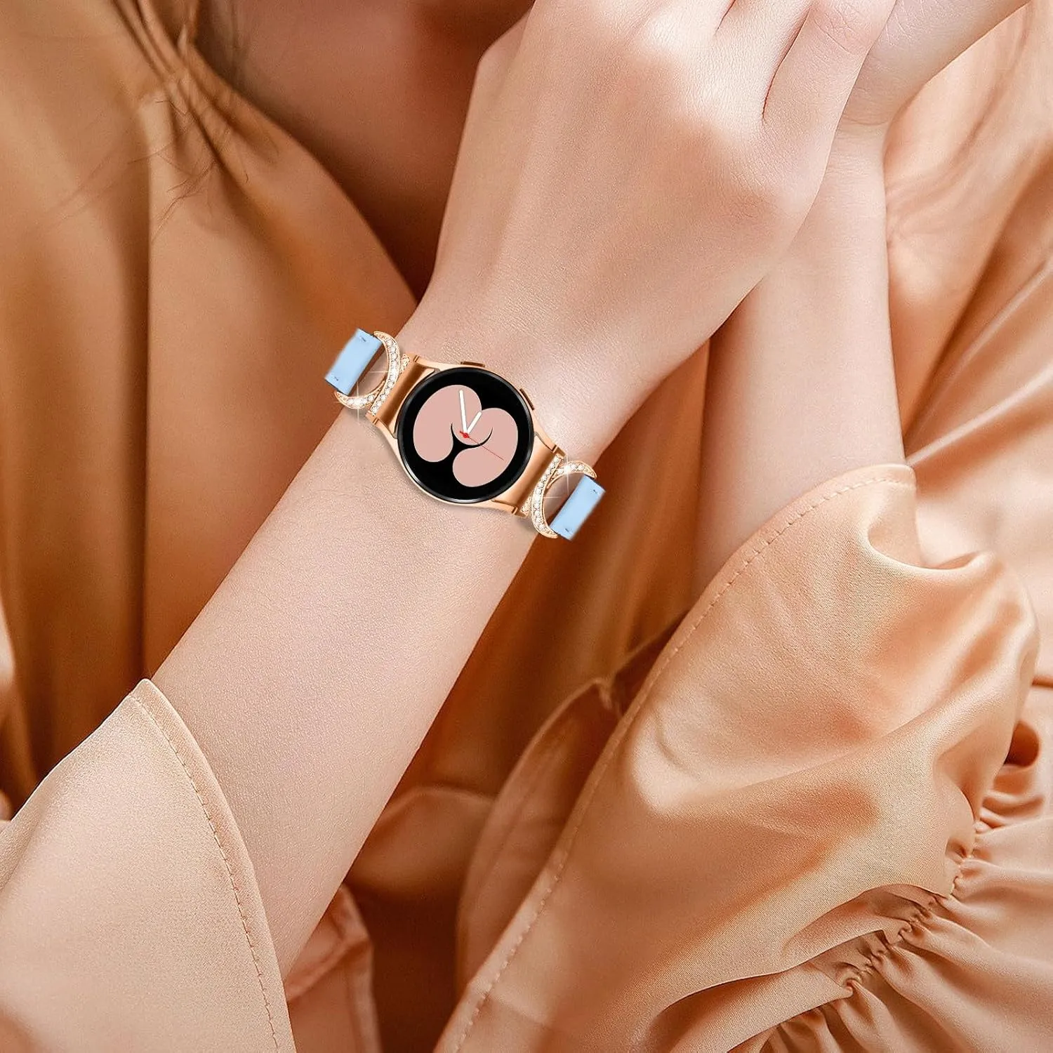 Galaxy Watch 5 40 mm 44mm Leather Strap, 5.0"-7.8" Replacement Genuine Leather Band with Metal Buckle Wristband for Galaxy Watch 4 Classic 42mm 46mm/Watch 5 Pro 45mm