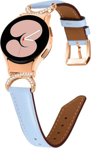 Galaxy Watch 5 40 mm 44mm Leather Strap, 5.0"-7.8" Replacement Genuine Leather Band with Metal Buckle Wristband for Galaxy Watch 4 Classic 42mm 46mm/Watch 5 Pro 45mm