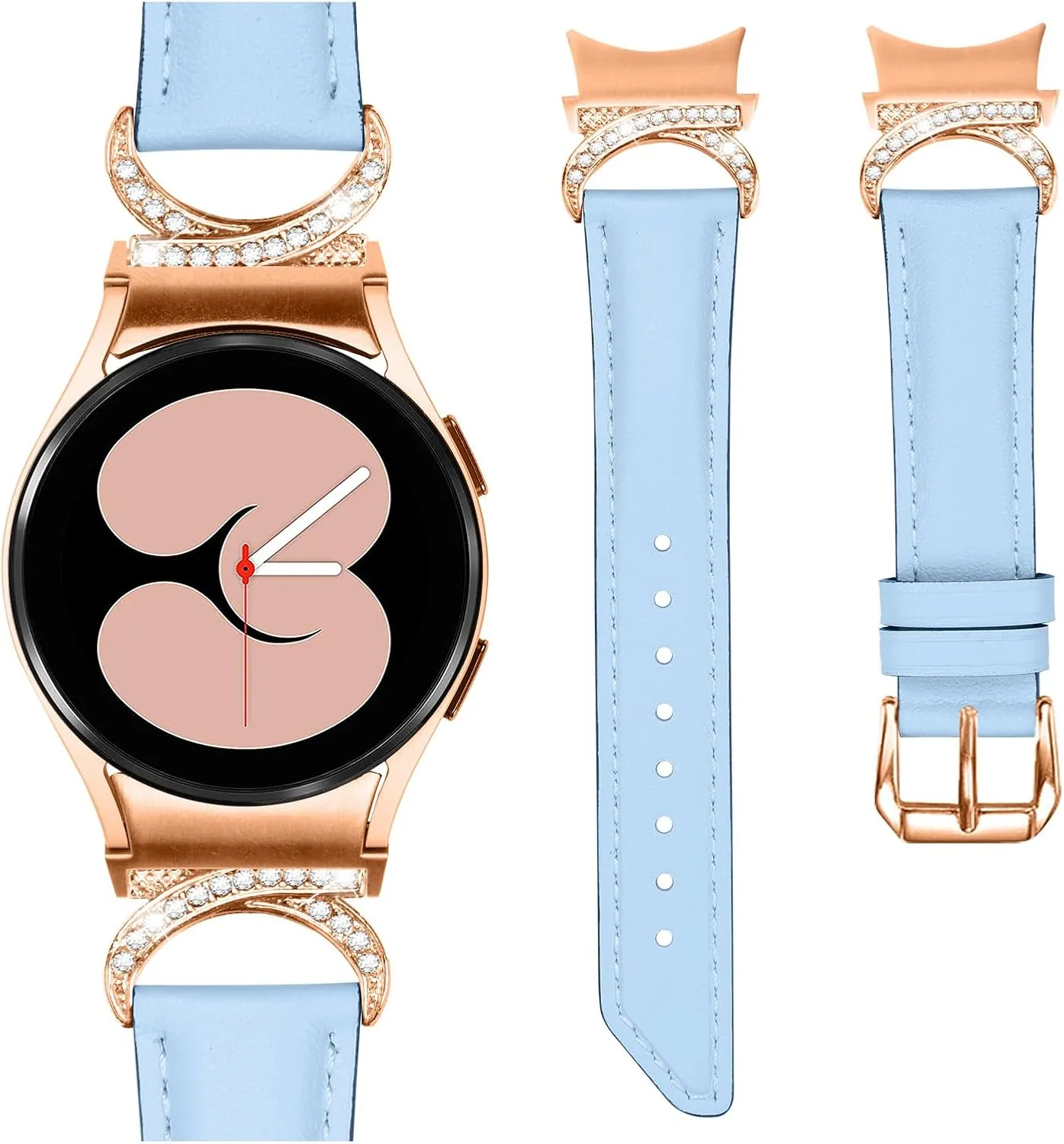 Galaxy Watch 5 40 mm 44mm Leather Strap, 5.0"-7.8" Replacement Genuine Leather Band with Metal Buckle Wristband for Galaxy Watch 4 Classic 42mm 46mm/Watch 5 Pro 45mm