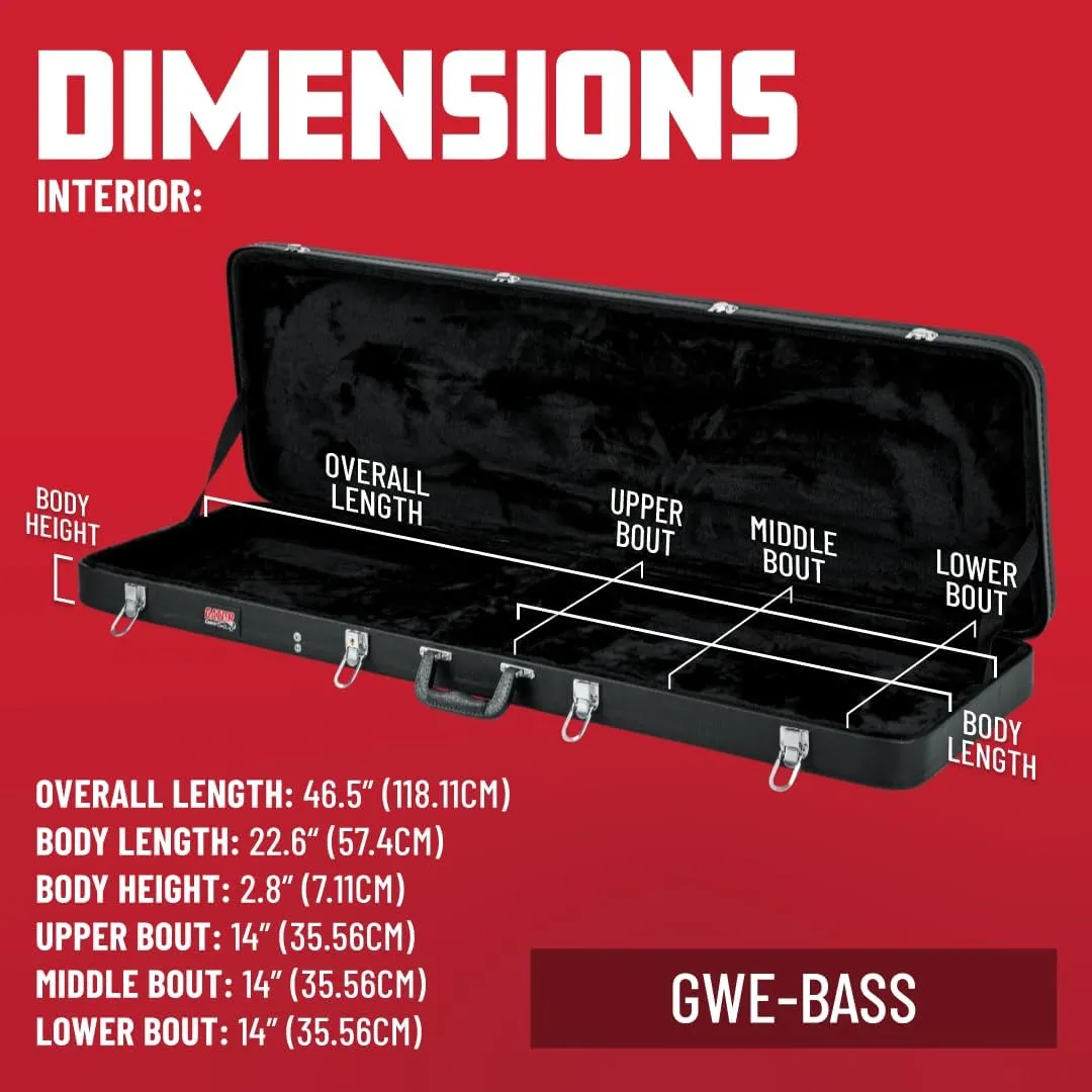 Gator Cases Hard-Shell Wood Case for Electric Bass Guitars, Fits Fender Precision/Jazz Bass, & More (GWE-BASS)