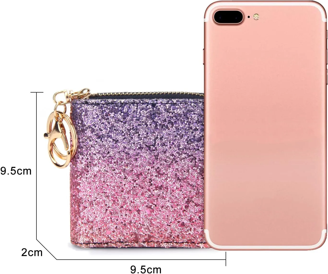 GEEAD Small Glitter Wallet for Women Girls Mini Coin Purse Pouches with Key Ring