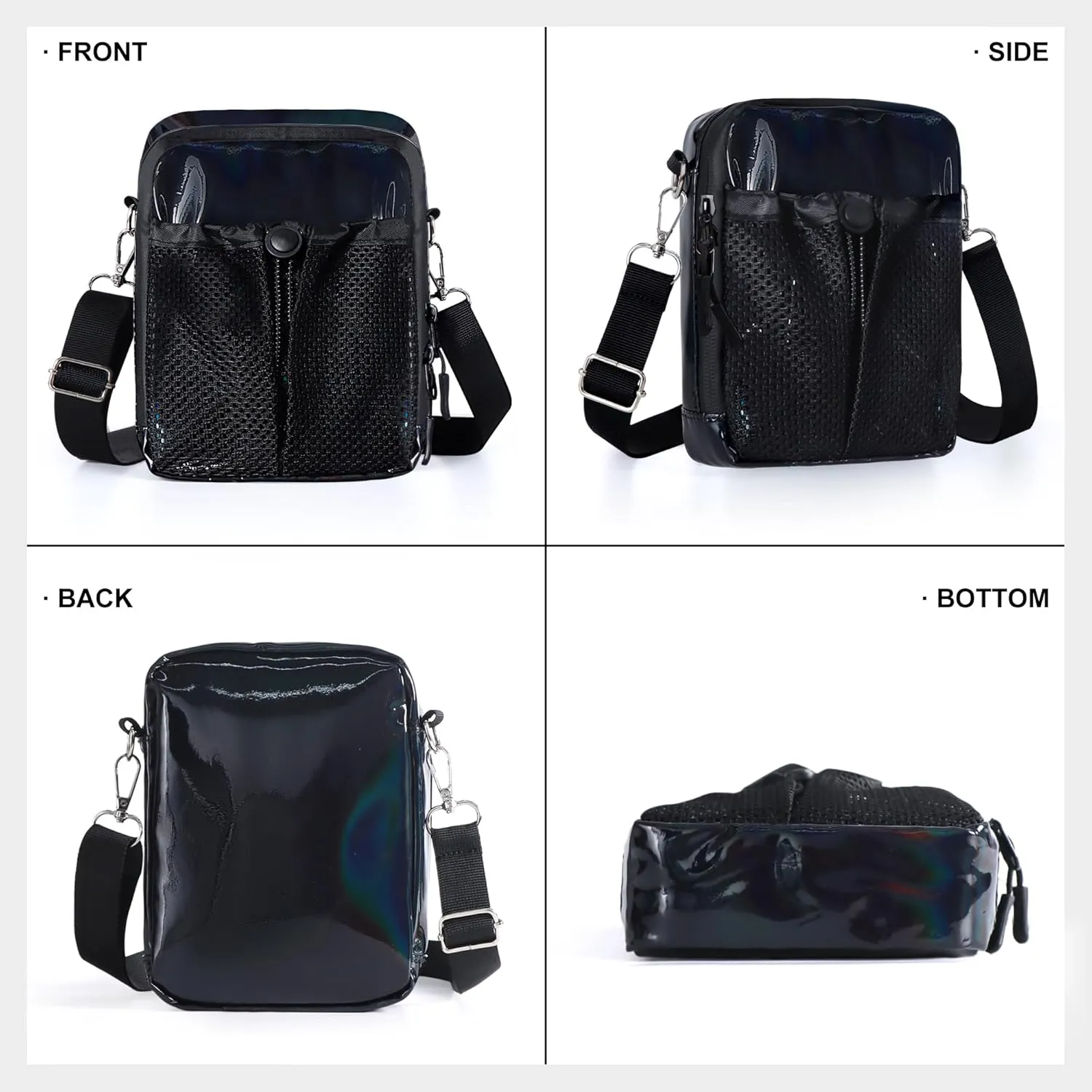 Geestock Small Crossbody Bag for Women Trendy, Holographic Mini Messenger Bag Shoulder Phone Purse with Water Bottle Pocket