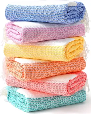 Genovega 6 Packs Oversized Turkish Beach Towel 74"x38" Thin Quick Dry Sand Free Pool Swim Towels Large XL Adult Clearance Blanket Travel Vacation Accessories Essentials Mulite Dot