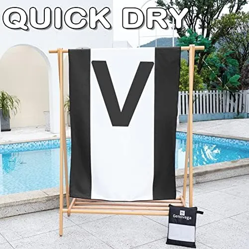 Genovega Oversized Monogrammed Microfiber Beach Towels Sandproof Compact for Men Women