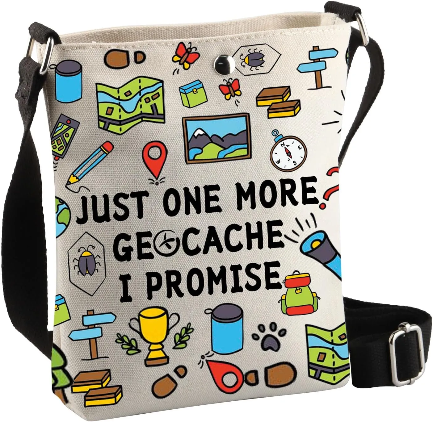 Geocaching Crossbody Bag - Treasure Hunter's Gift, Just One More Geocache I Promise