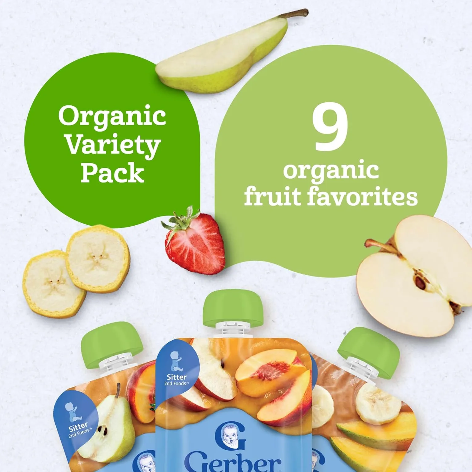 Gerber Organic Pouches Value Pack, 3.5 oz Pouch (9 Pack)