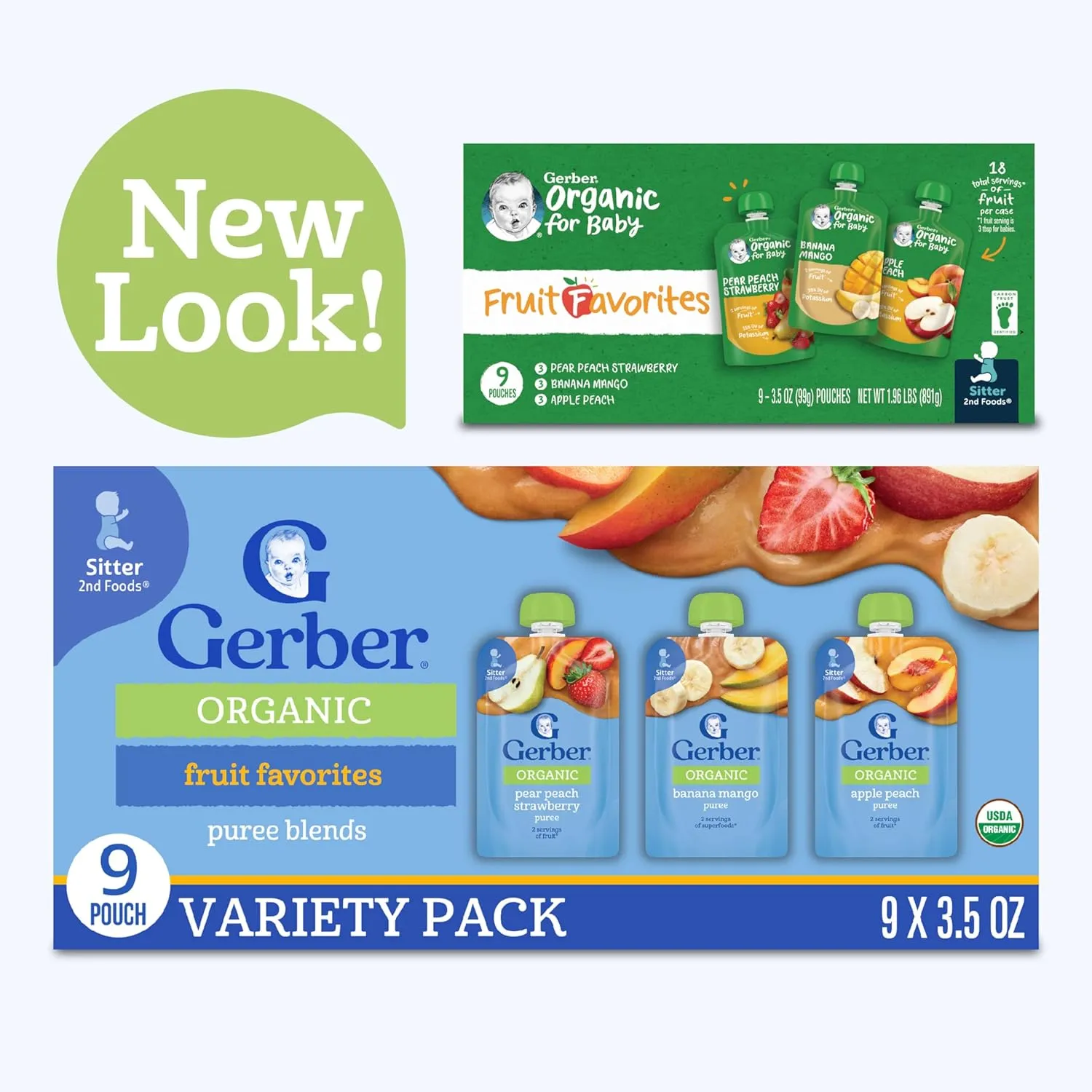 Gerber Organic Pouches Value Pack, 3.5 oz Pouch (9 Pack)