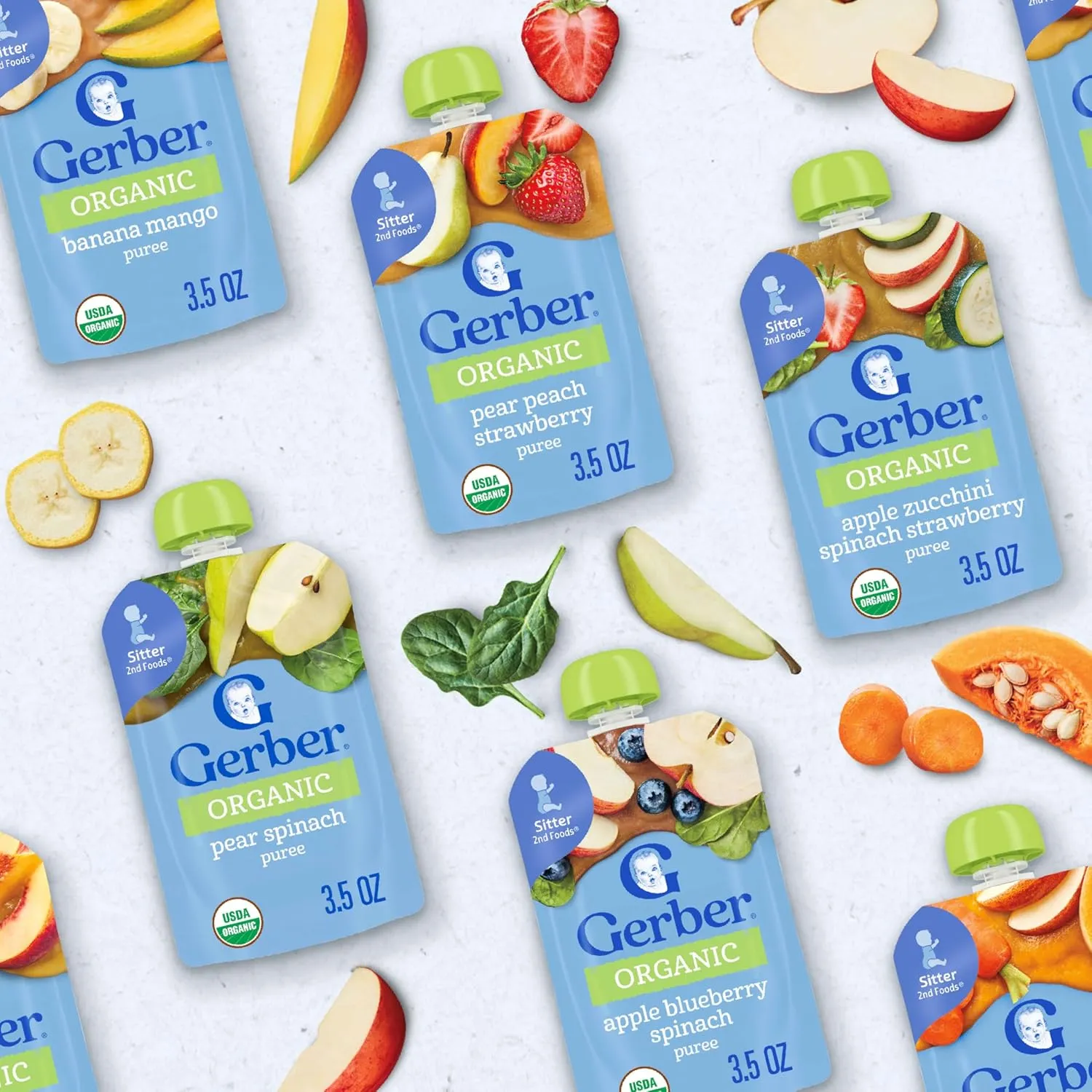 Gerber Organic Pouches Value Pack, 3.5 oz Pouch (9 Pack)
