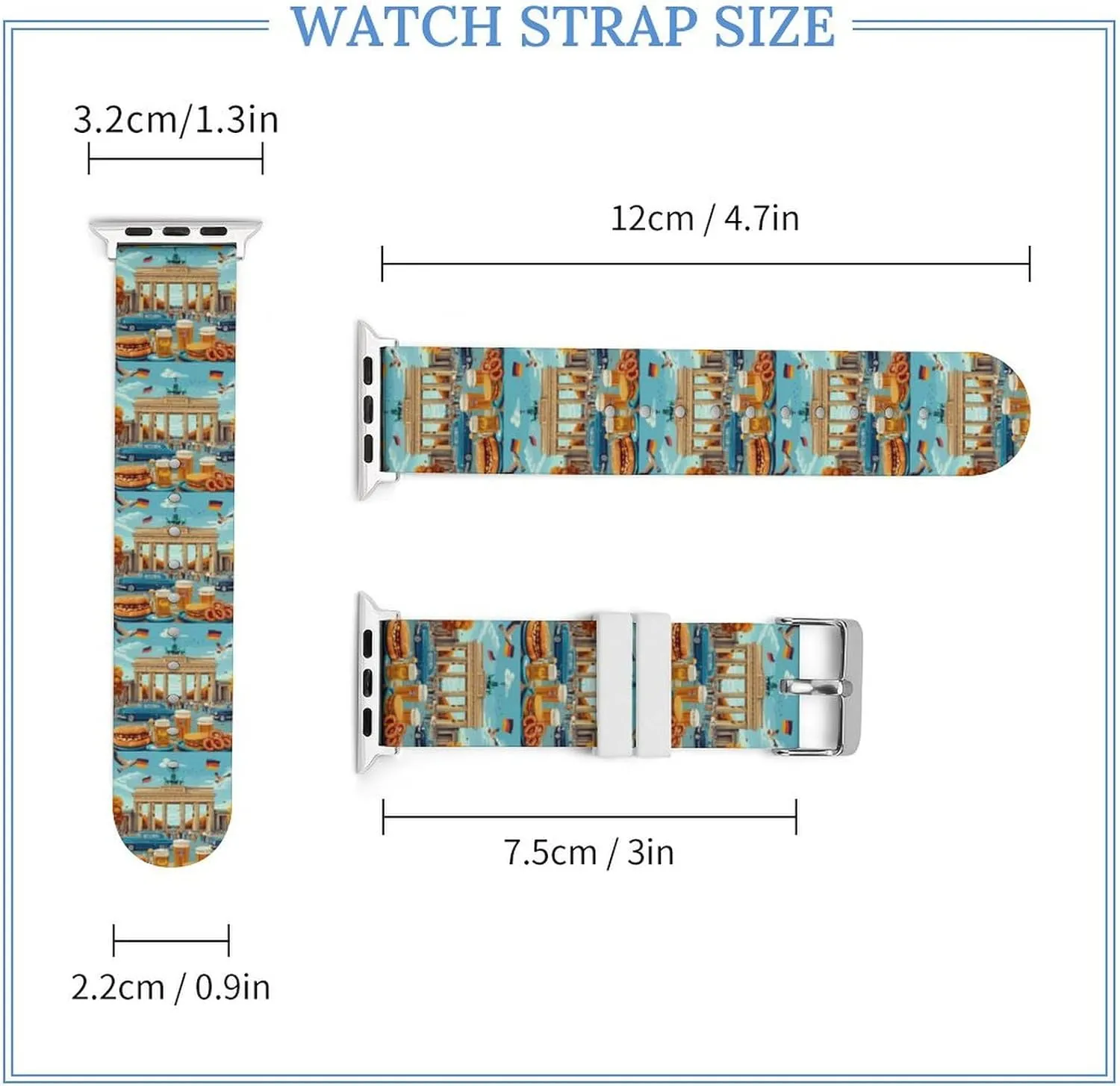 German Flag Food Beers Adjustable Silicone Watchband Compatible with IWatch Classic Soft Sports Watch Strap for Men Women