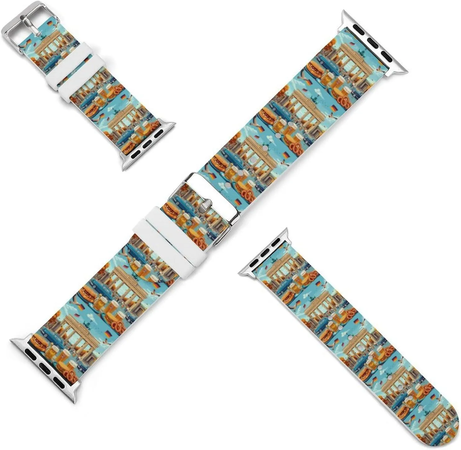 German Flag Food Beers Adjustable Silicone Watchband Compatible with IWatch Classic Soft Sports Watch Strap for Men Women