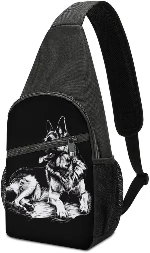 German Shepherd Crossbody Sling Bags Chest Shoulder Backpack DayPack Handbag