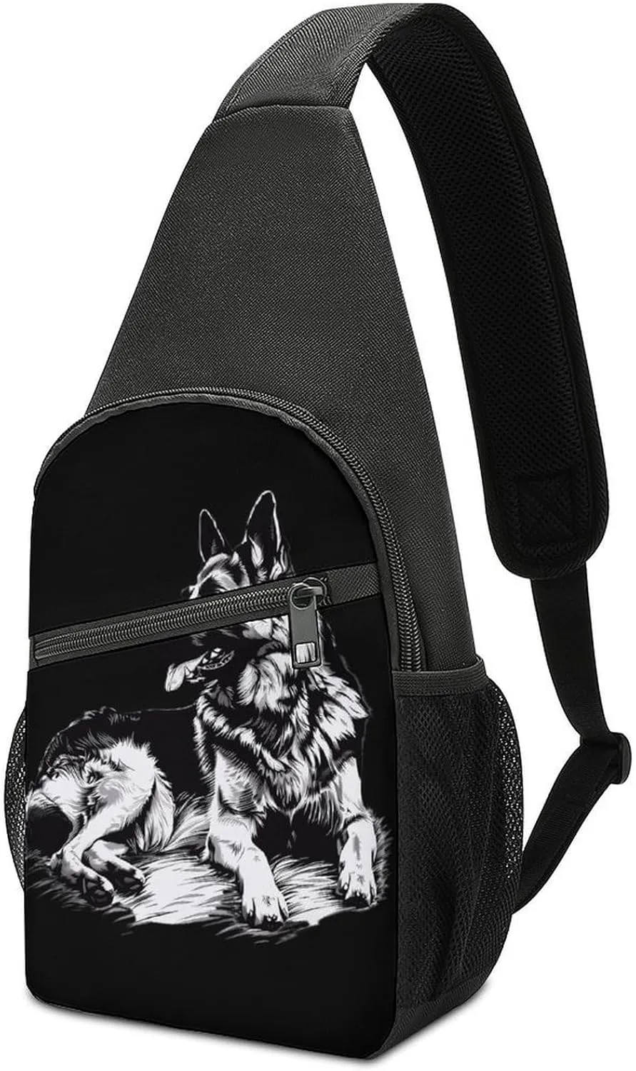 German Shepherd Crossbody Sling Bags Chest Shoulder Backpack DayPack Handbag