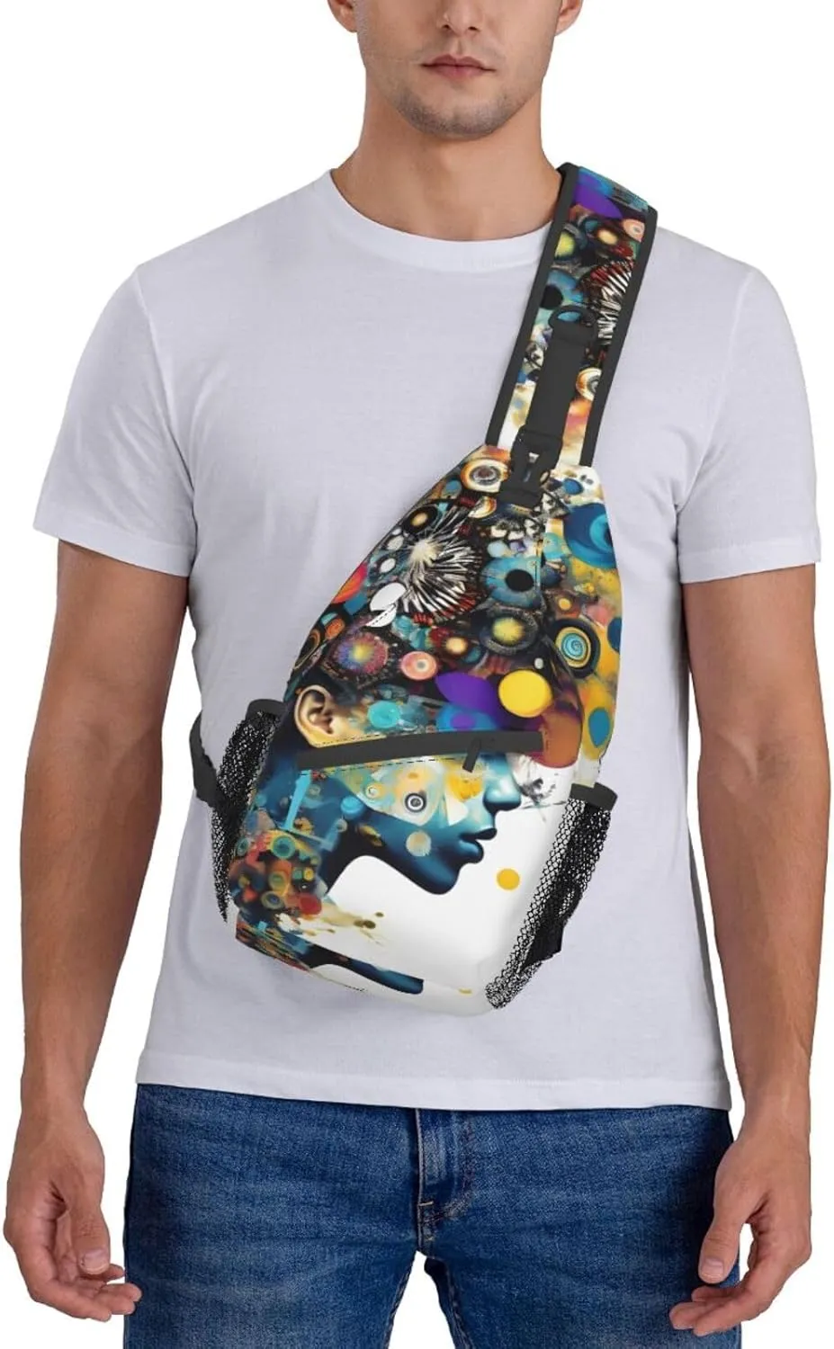 GeRRiT Artificial Intelligence Brain Print Small Backpack Sling Bag For Women Men, Chest Bag Daypack Crossbody For Travel Sport, SB-122