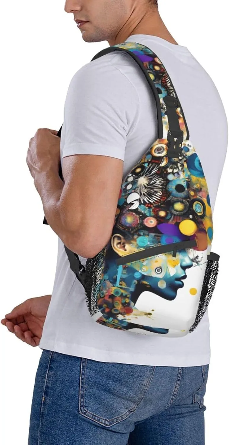GeRRiT Artificial Intelligence Brain Print Small Backpack Sling Bag For Women Men, Chest Bag Daypack Crossbody For Travel Sport, SB-122