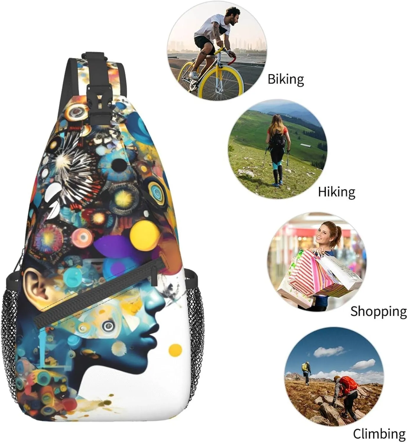 GeRRiT Artificial Intelligence Brain Print Small Backpack Sling Bag For Women Men, Chest Bag Daypack Crossbody For Travel Sport, SB-122