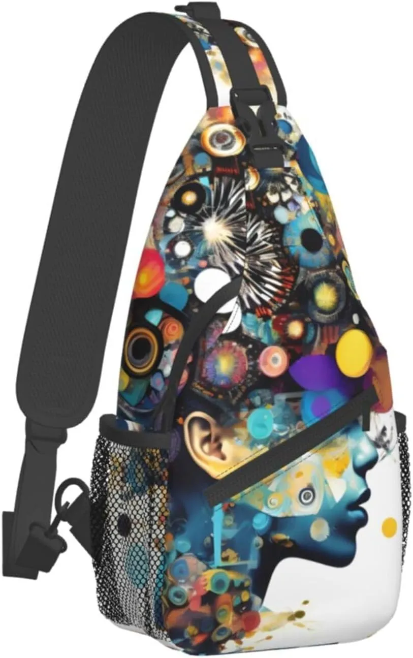 GeRRiT Artificial Intelligence Brain Print Small Backpack Sling Bag For Women Men, Chest Bag Daypack Crossbody For Travel Sport, SB-122
