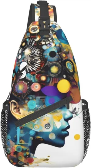 GeRRiT Artificial Intelligence Brain Print Small Backpack Sling Bag For Women Men, Chest Bag Daypack Crossbody For Travel Sport, SB-122