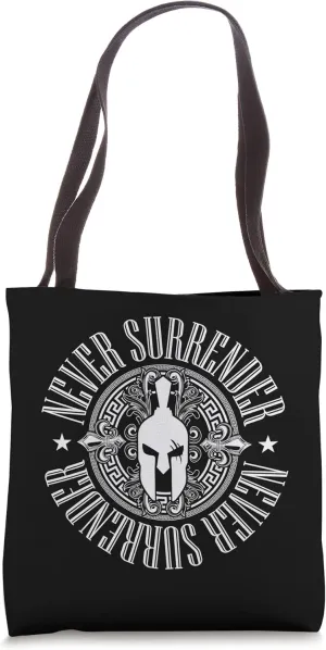 Gladiator Never Surrender | Workout Gym Greek Spartan Quote Tote Bag