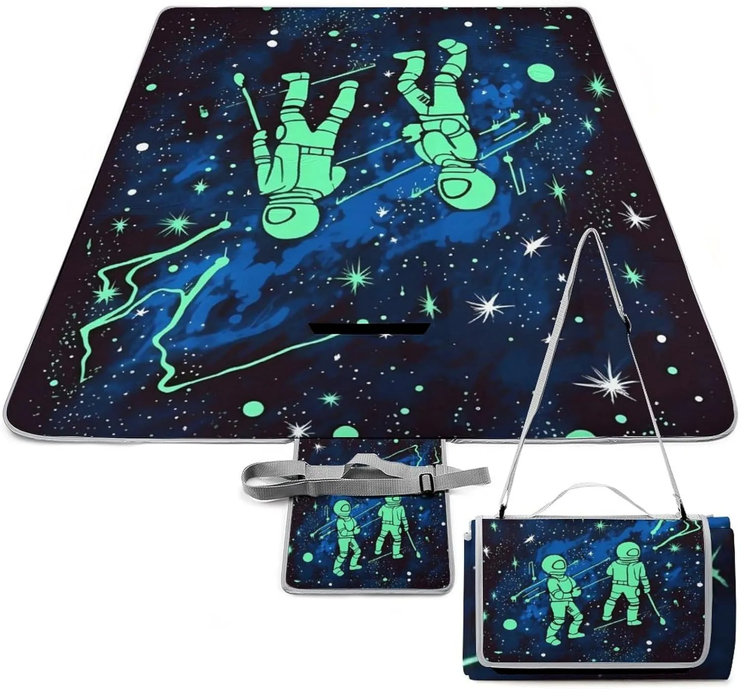 Glow in The Dark Picnic Blanket Outdoor, Oversized Beach Blanket, Foldable Lightweight Waterproof Sand Cushion Suitable for Beaches, Camping Grasslands Mat