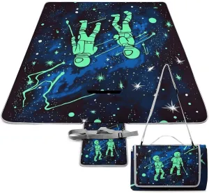 Glow in The Dark Picnic Blanket Outdoor, Oversized Beach Blanket, Foldable Lightweight Waterproof Sand Cushion Suitable for Beaches, Camping Grasslands Mat