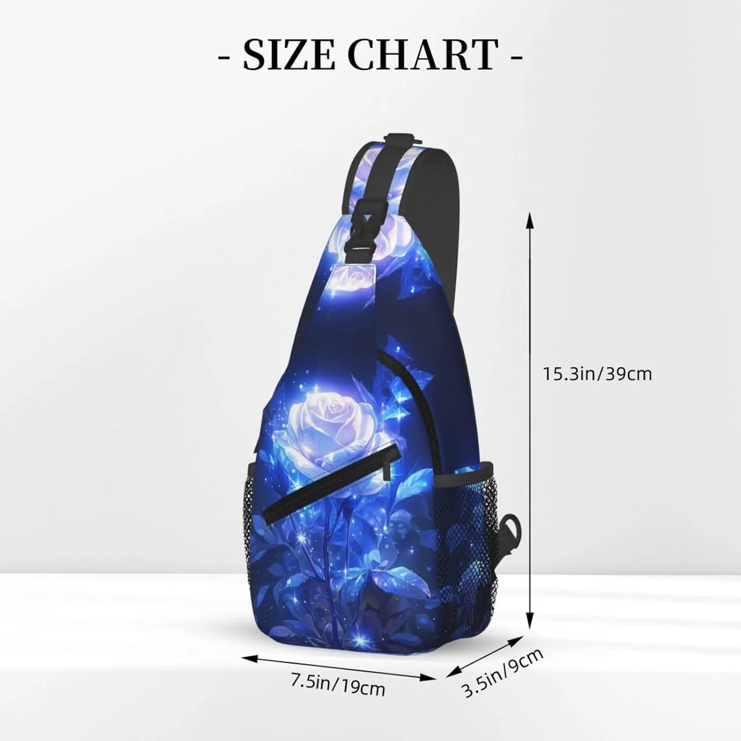 Glowing Blue Rose Outdoor Crossbody Shoulder Bag For Unisex Young Adult Hiking Bicycling
