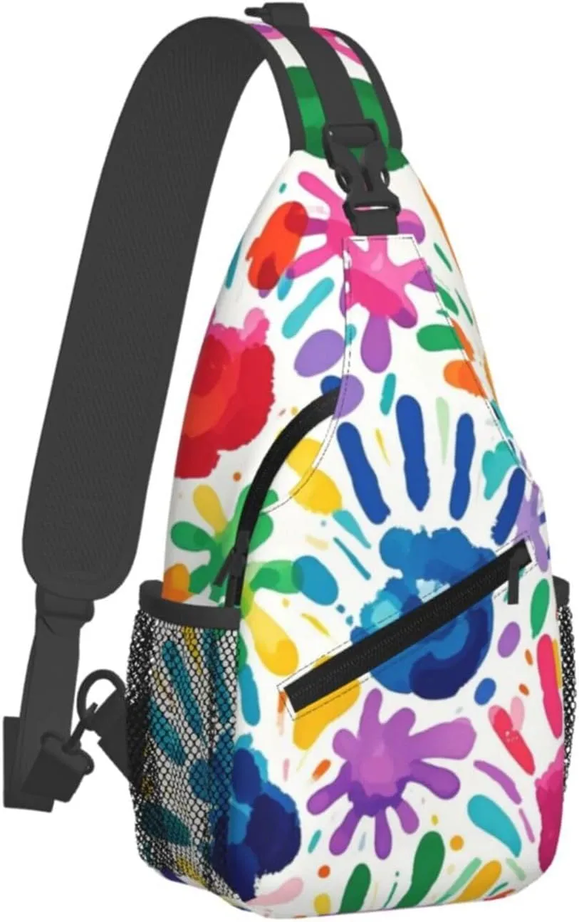 Gold Handprint Starry Sky Crossbody Bags Cross Chest Bag Adjustable Sling Backpack for Women Men
