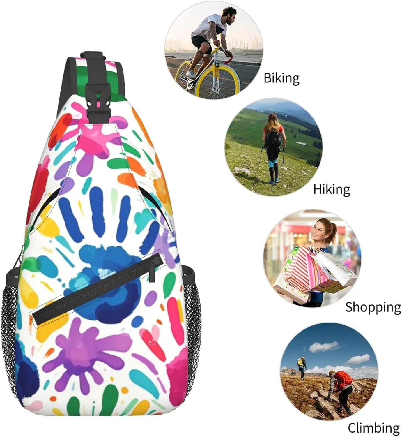 Gold Handprint Starry Sky Crossbody Bags Cross Chest Bag Adjustable Sling Backpack for Women Men