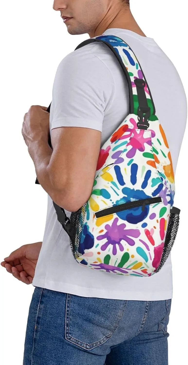Gold Handprint Starry Sky Crossbody Bags Cross Chest Bag Adjustable Sling Backpack for Women Men