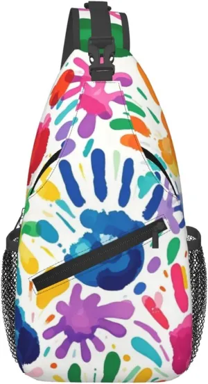 Gold Handprint Starry Sky Crossbody Bags Cross Chest Bag Adjustable Sling Backpack for Women Men