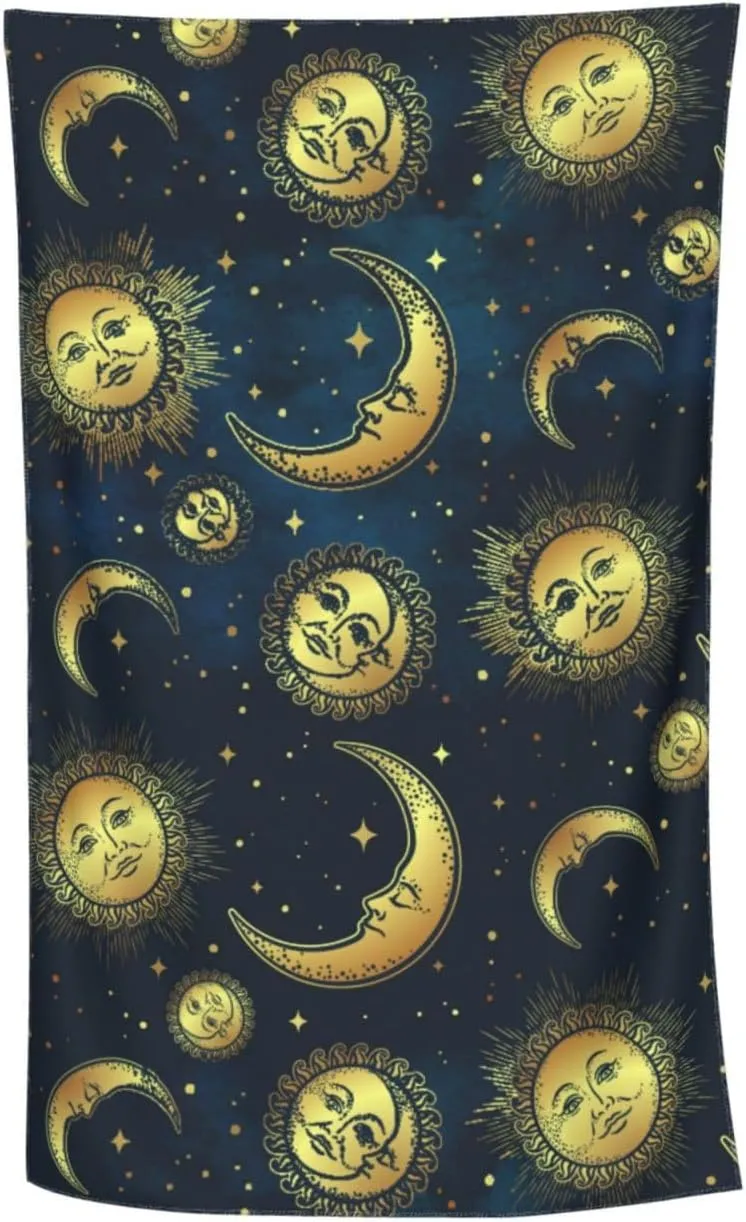Gold Moon Sun Star Beach Towel Quick Dry Microfiber Bath Towels for Bathroom Soft Sand Free Beach Towels Summer Essentials Travel Swimming Decor Gifts for Women Men