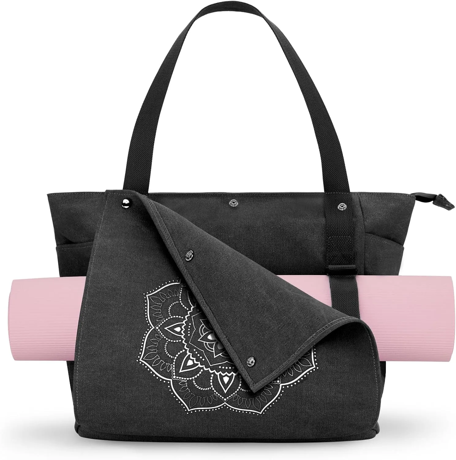 Gonex Yoga Mat Bag, Yoga Gym Bag Tote Bag with Multi Pockets For Women Men, Canvas Yoga Mat Carrier Take in Out Mat Easily For Pilates Travel Workout Office
