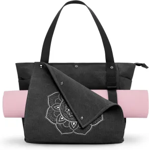 Gonex Yoga Mat Bag, Yoga Gym Bag Tote Bag with Multi Pockets For Women Men, Canvas Yoga Mat Carrier Take in Out Mat Easily For Pilates Travel Workout Office