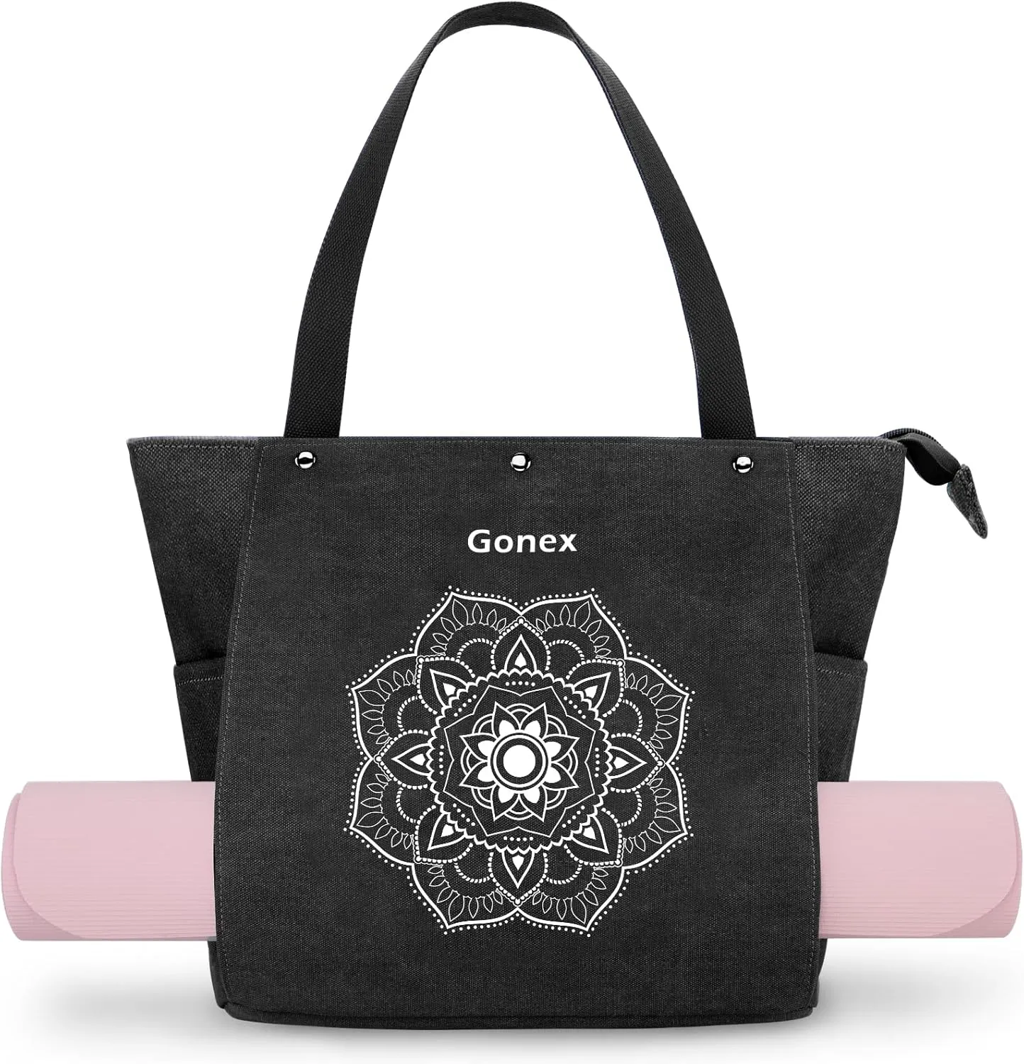 Gonex Yoga Mat Bag, Yoga Gym Bag Tote Bag with Multi Pockets For Women Men, Canvas Yoga Mat Carrier Take in Out Mat Easily For Pilates Travel Workout Office