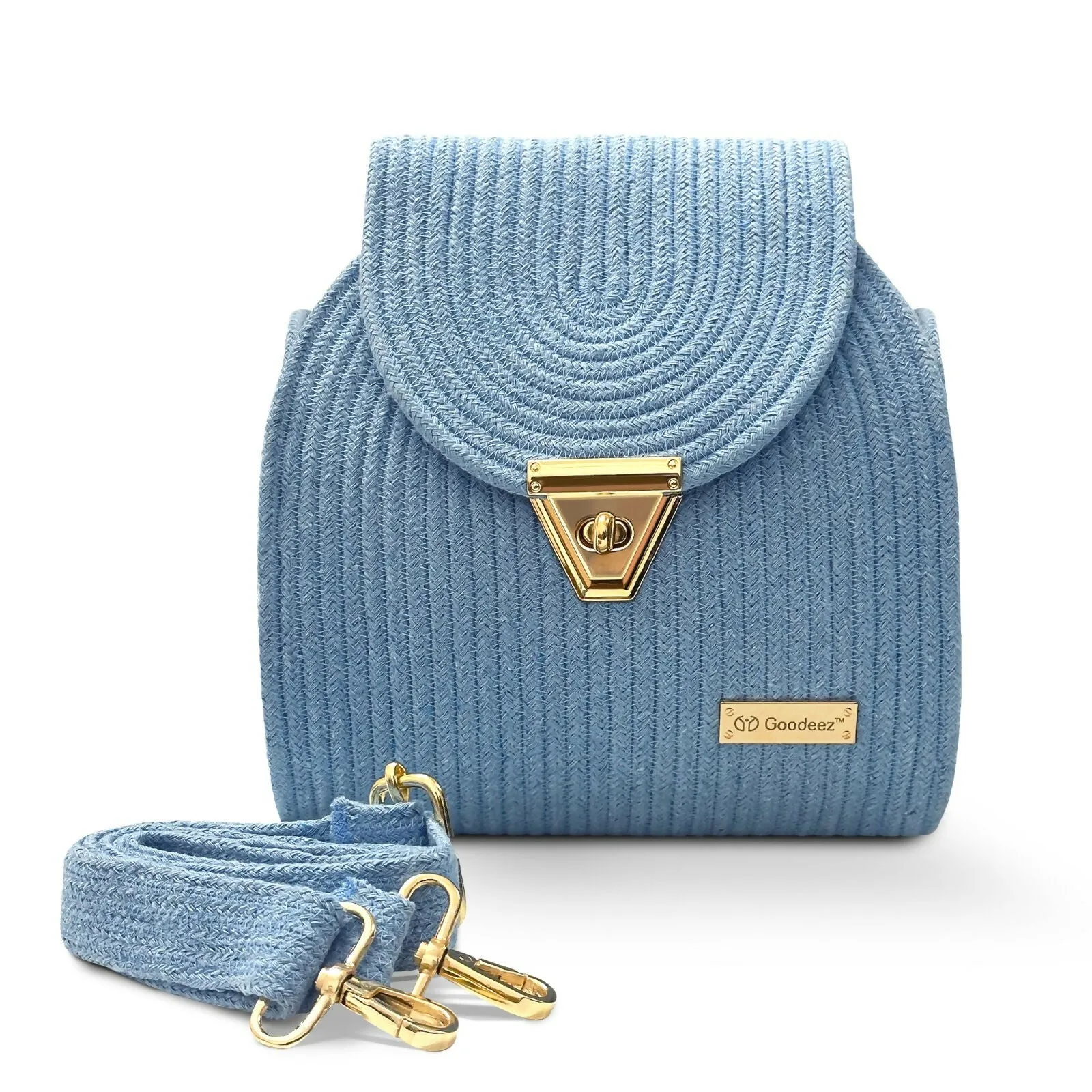 Goodeez Artistic Sky Blue Handcrafted Crossbody Sling Bag for Women